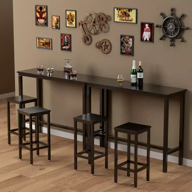Costway 3 Pieces Bar Table Set Counter Height Breakfast Bar Dining Table w/Stools
