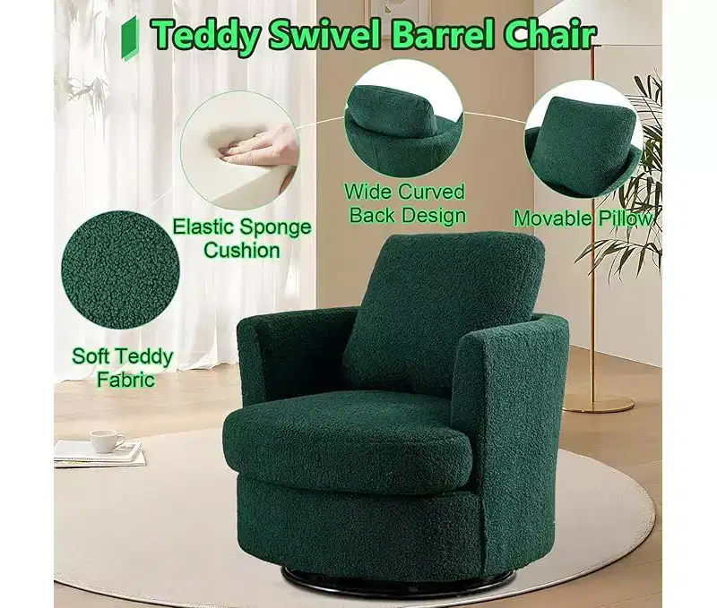 GDFStudio Bertha Swivel Boucle Upholstered 32 Wood and Steel Chair