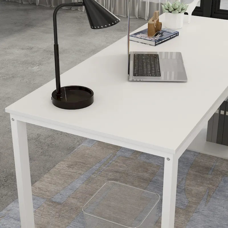 55-inch L Shaped Office Computer Desk with Drawers