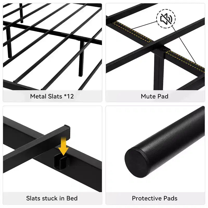 Twin/Full/Queen Size Metal Platform Bed Frame with Headboard and Footboard
