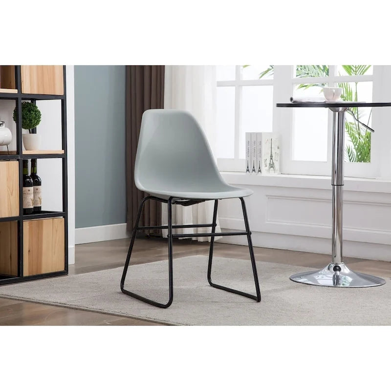 Modern Armless Dining Chairs with Iron Legs, Set of 2