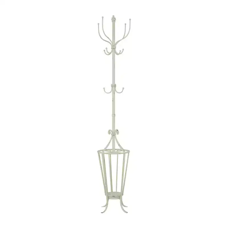Farmhouse Metal Coat Rack White - Olivia & May: Umbrella Stand, Indoor Storage, No Assembly Required