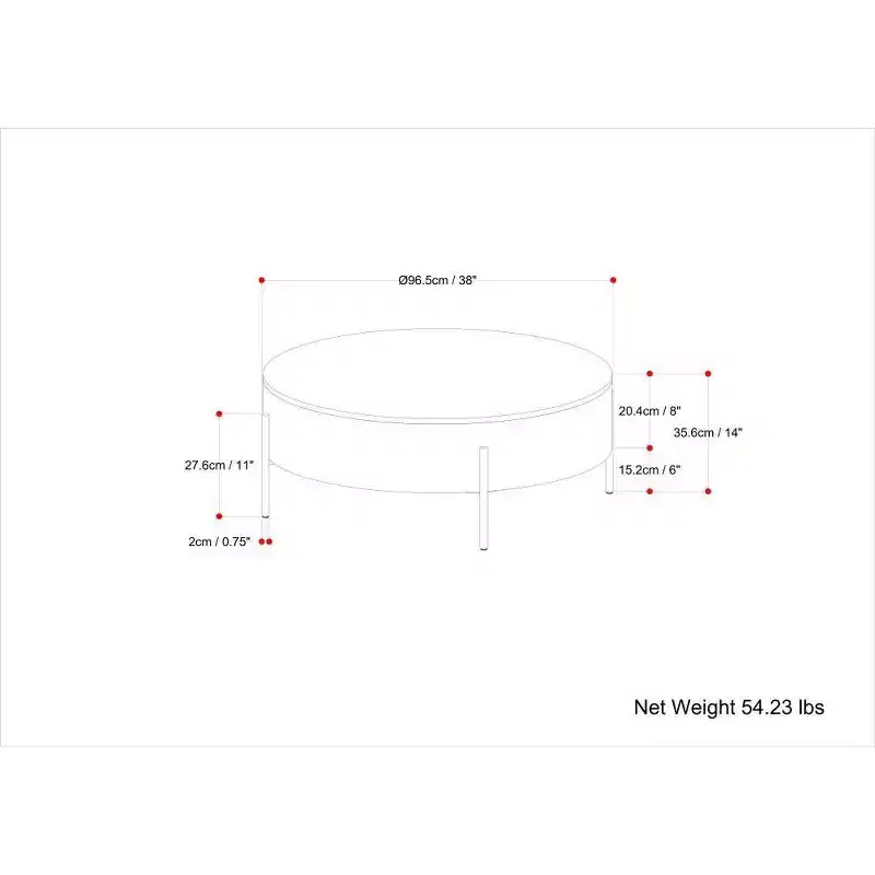 WyndenHall Farmington Drum Coffee Table Natural : Modern Industrial Style, Mango Wood & Iron, 38