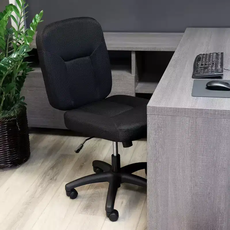 Elama Mid Back Adjustable Fabric Office Chair in Black