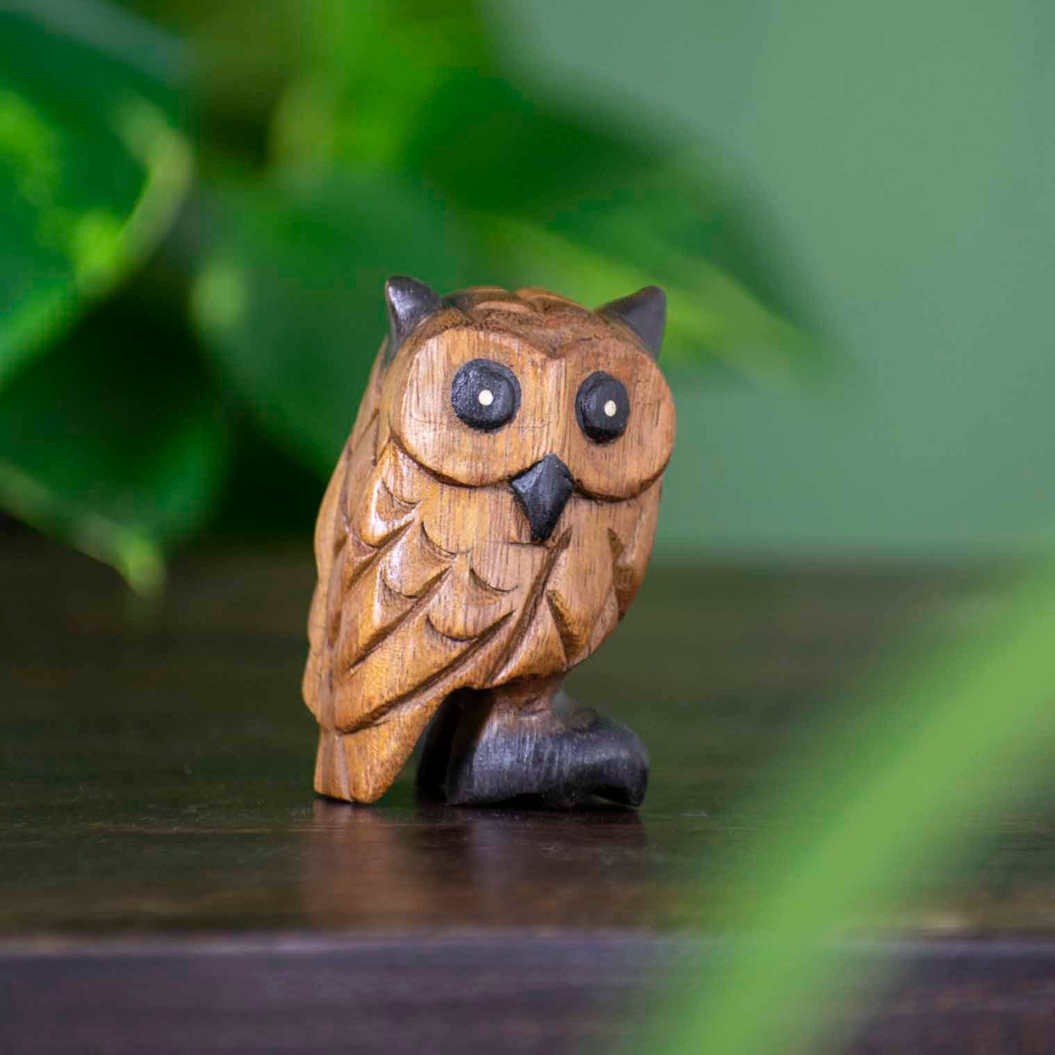 Small Carved Rain Tree Owl