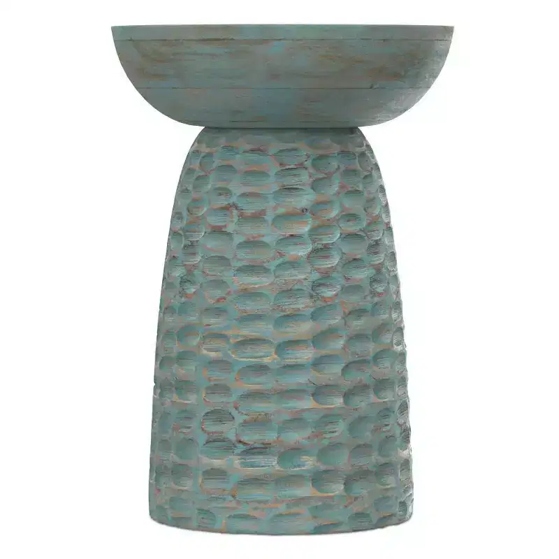 Willis Wooden Accent Table Teal Wash - WyndenHall: Mid-Century Modern, Mango Wood, Scratch-Resistant