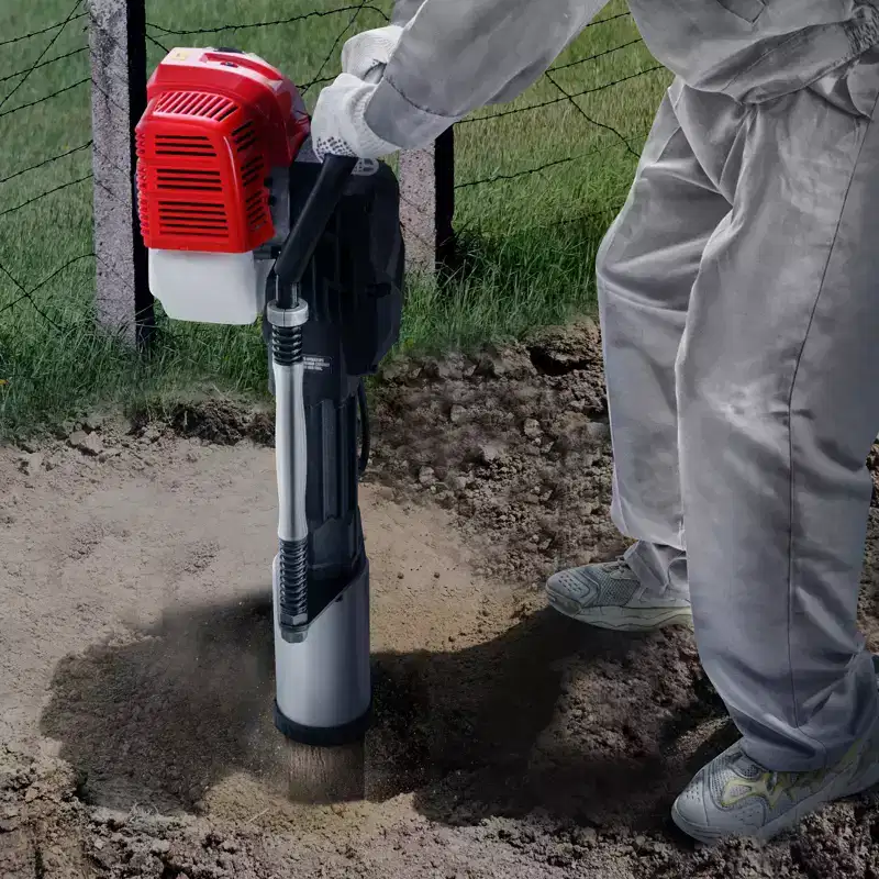 VEVOR 52cc Gas-Powered T Post Driver, 2-Stroke Engine Gasoline Fence Piling Pounder, 1300W Portable Piledriver, Red