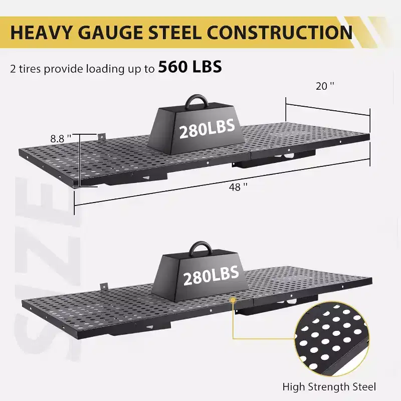 Garage Wall Shelves 2PCS, Wall Mounted Storage Rack for Garage Organization, Utility Room, Tools, Bins and Sports Gear