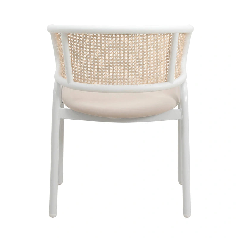 Modern Stylish Dining Arm Chair with Rattan Back and Steel Legs