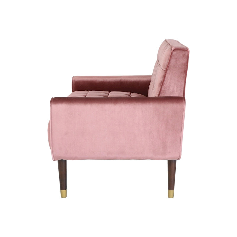 Mid-Century Modern Tufted Velvet Loveseat with Gold Tapered Legs