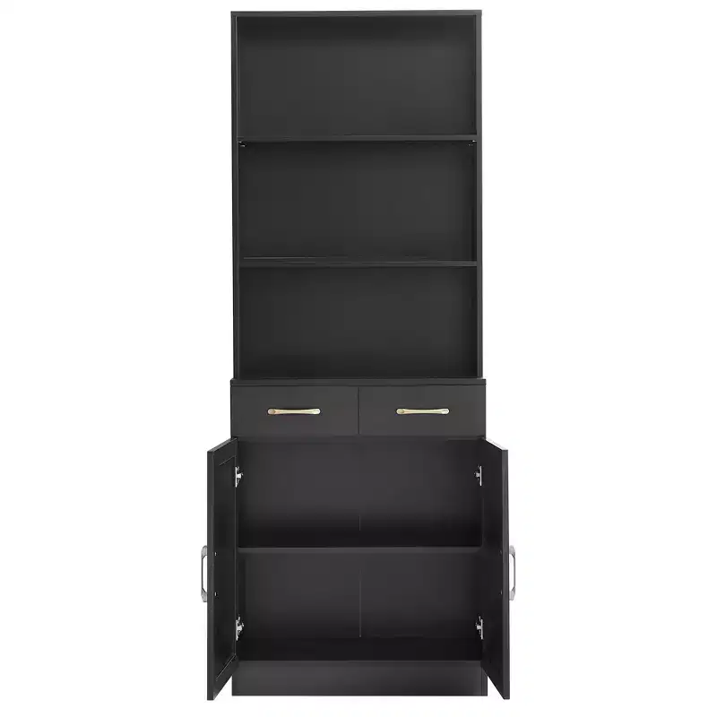 Bathroom Storage Cabinet, Tall Cabinet Large Storage Cabinet with 2 Drawers and Open Shelves