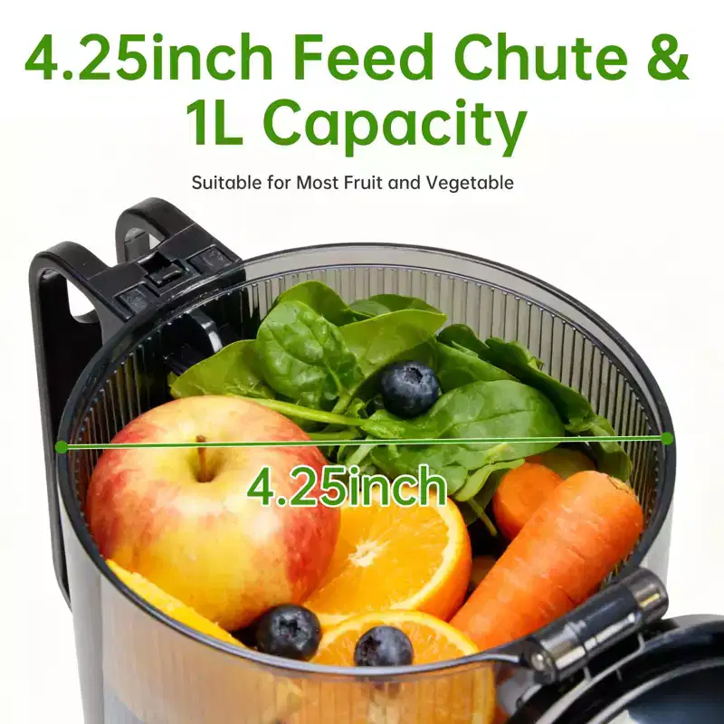 Bestier Cold Press Juicer with Wide Feed Chute Slow Masticating Juicer for Whole Fruits and Vegetables Easy to Clean