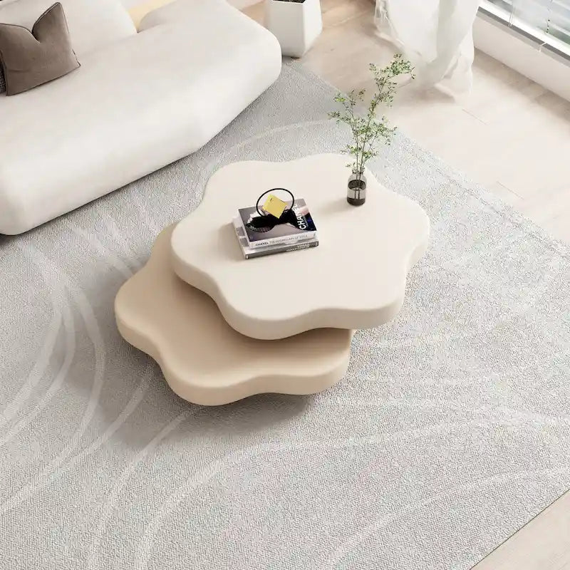Modern Creative Cloud-Shaped Rotating Coffee Table - Unique Swivel Design Accent Table for Living Room