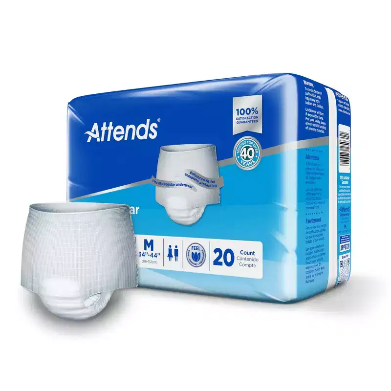 Attends Disposable Underwear Pull On with Tear Away Seams Medium, APP0720, 35, 20 Ct