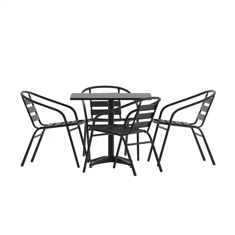 Flash Furniture Lila 31.5'' Square Aluminum Indoor-Outdoor Table Set with 4 Slat Back Chairs