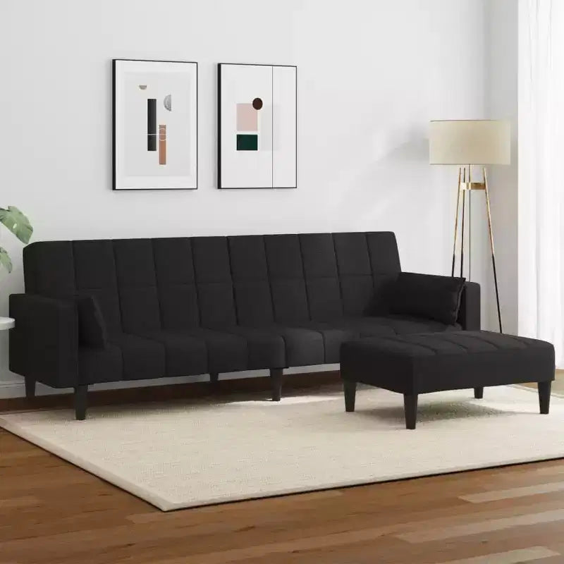 vidaXL 2-Seater Sofa Bed with Footstool Furniture Home Living Room Fabric
