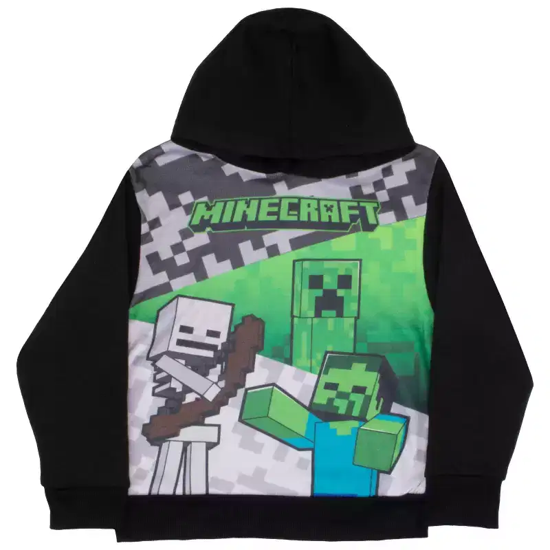 Minecraft Boys 2 Piece Fleece Pants Sets, Pullover Hoodie and Jogger Set for Boys - Black, 7