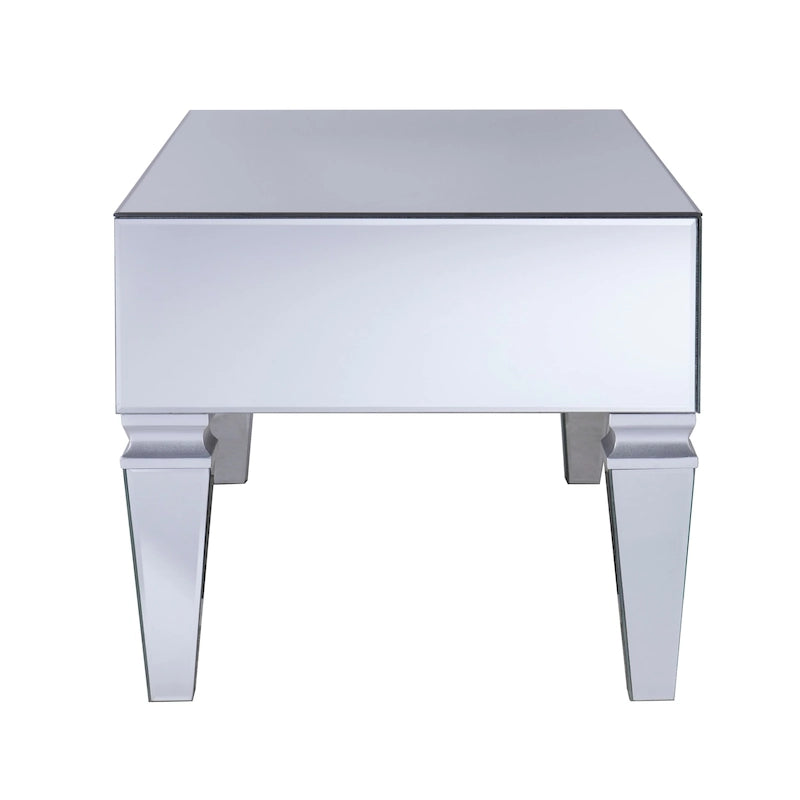 Mirrored Rectangular Coffee Table with Drawers & Beveled Glass Panels