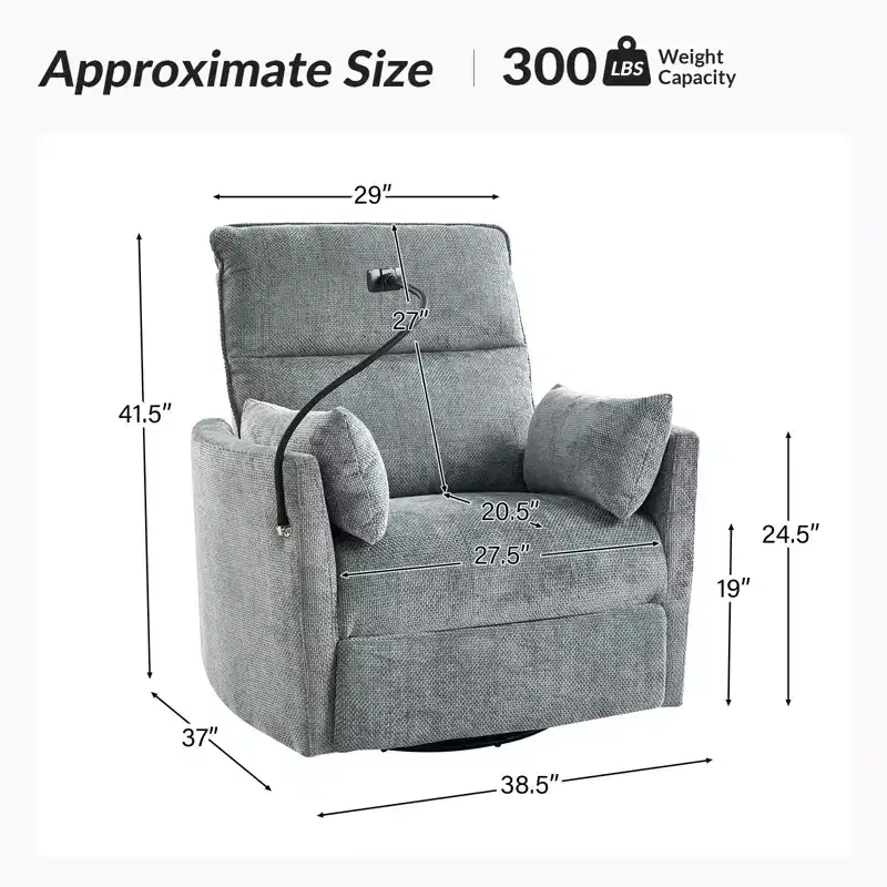 Julius 38 Power Rocking Swivel Nursery Recliner with USB Set of 2 | HULALA HOME