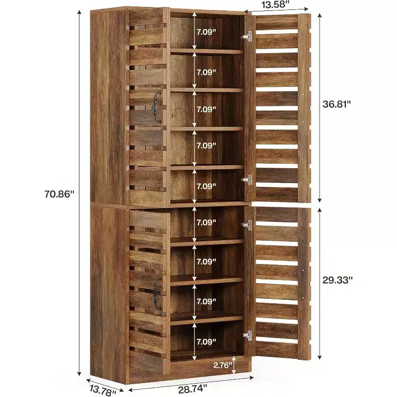 Lantine 70.8 Tall Shoe Cabinet with Shutter Doors, 9-Tier 27 Pairs Vertical Shoe Storage Cabinet
