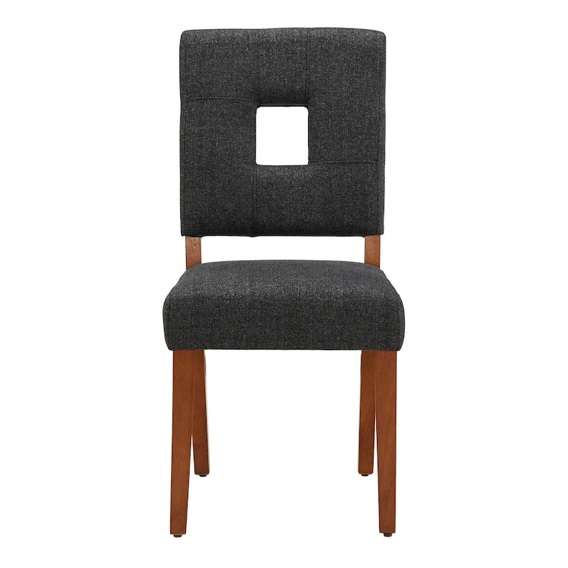 Upholstered Fabric Keyhole Dining Chair