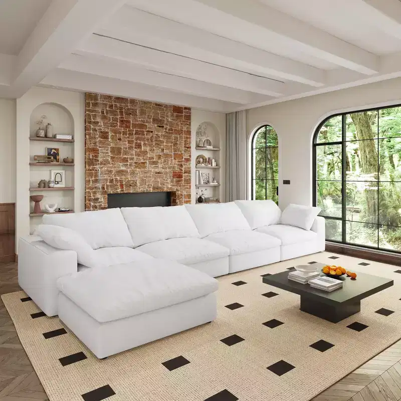 Cloud Modular Sectional Sofa 160 Down Filled Comfort L Shaped Sofa Couch,4 Seater and 1 ottoman