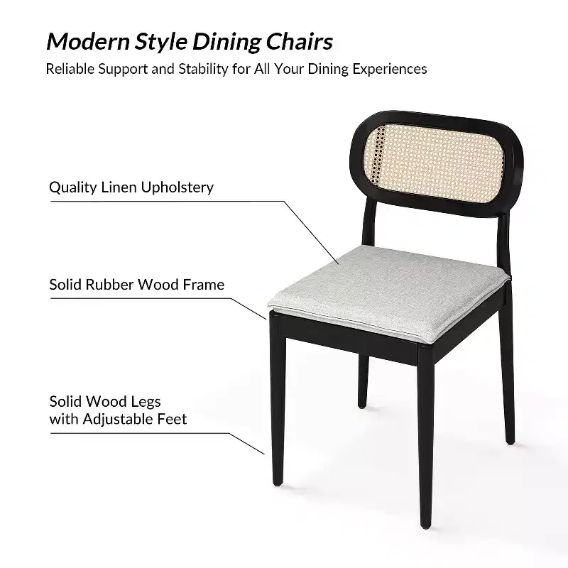Hartmut Modern Ratten Dining Chair Set of 2 with Solid Wood Legs ART OF LIVING DESIGNS