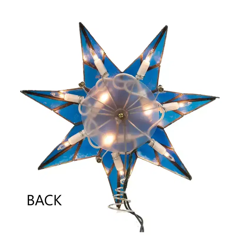 Kurt Adler Kurt S. Adler 10-Light 7-Point Blue Capiz Star Treetop, White