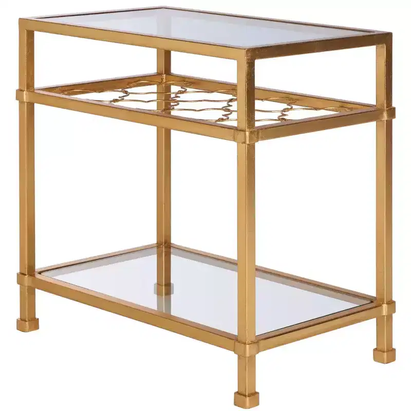 Hanzel Gold Leaf Glass Side Table - AMH8312 - Safavieh Couture