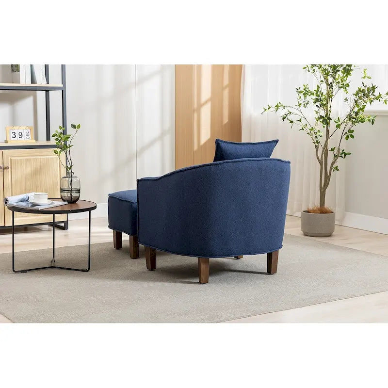 Mid-Century Modern Club Accent Chair with Tufted Back and Round Arms