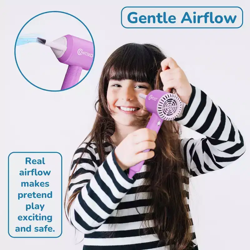 Contixo PT3 Hair Salon Set Toy, Pretend Play Hair Dryer & Accessories Kit, 6-Piece Styling Set Role Play Beauty Toys for Kids & Toddlers Ages 3+