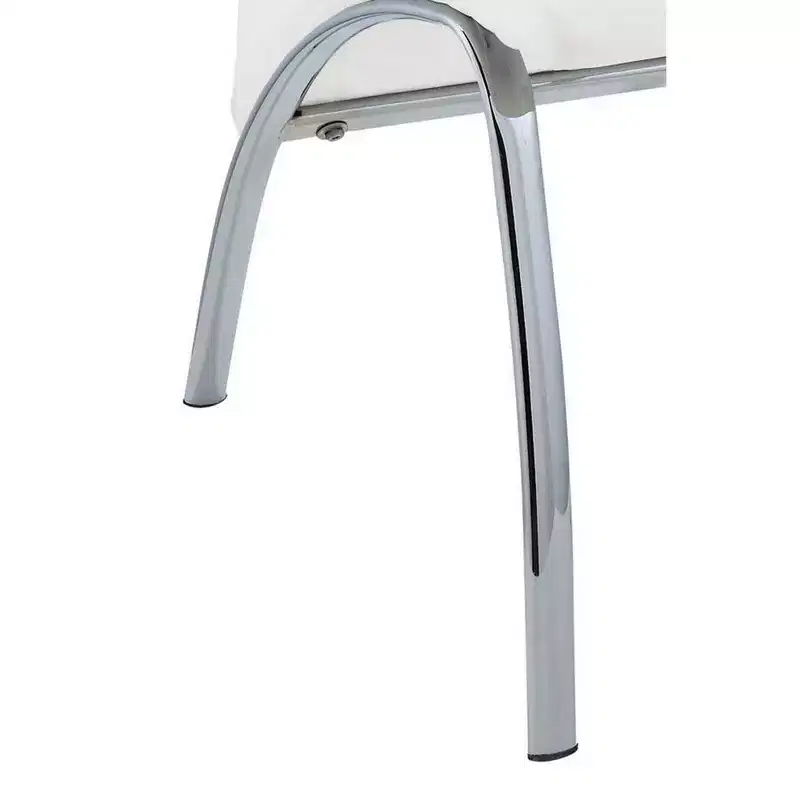 Royal Hampton Polyurethane Upholstered Metal Side Chair, Set of Two, White and Silver