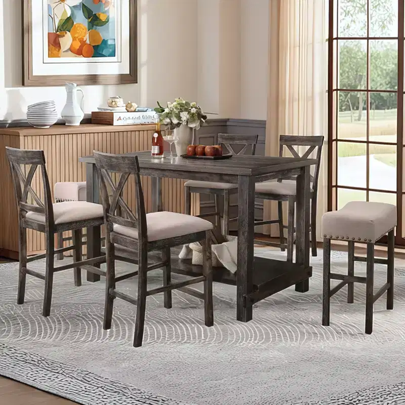 Christopher Knight Home Sinclair 60 Wood 7 Piece Rectangle Dining Table Set With 6 Upholstered Chairs