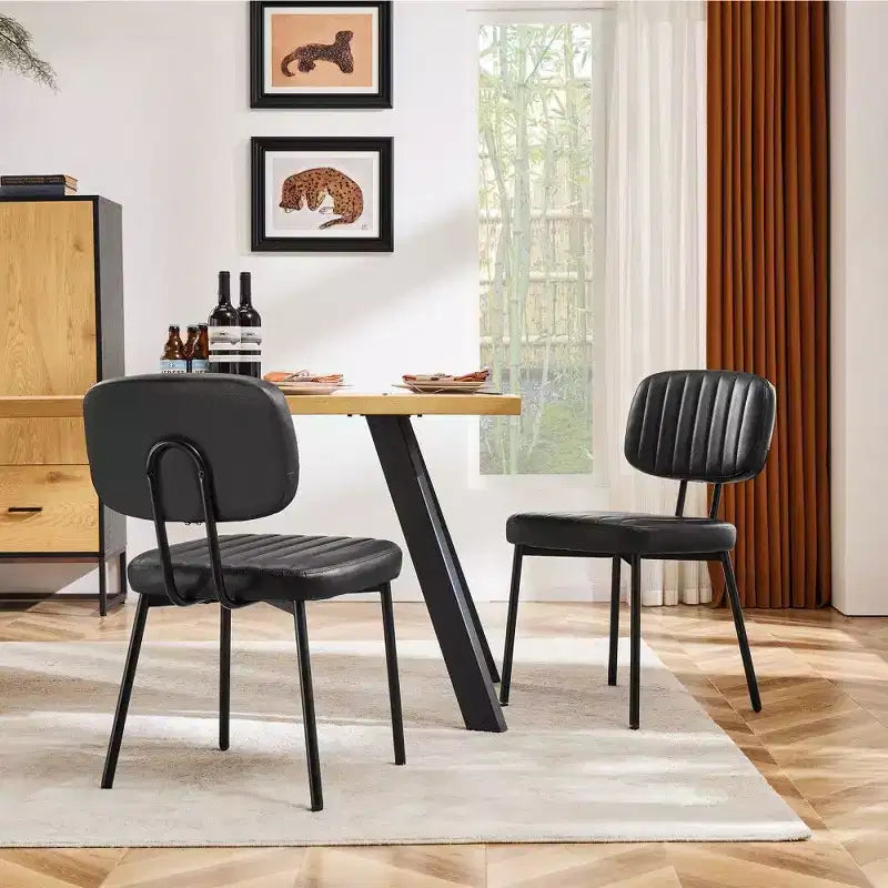 TUYOHW Mid Century Modern Dining Chairs Set of 2,Waterproof PU Leather Upholstered Kitchen Chairs with Metal Legs for Dining Room,Kitchen