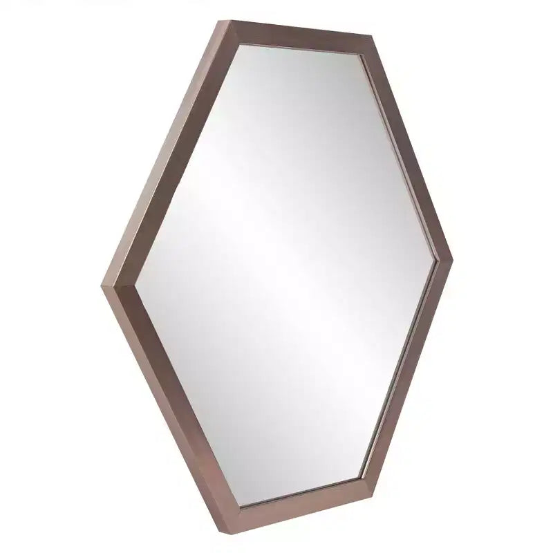 Howard Elliott Graphite Foil Framed Hexagonal Wall Mirror: Modern Decor, Polystyrene Frame, 30x27.5"