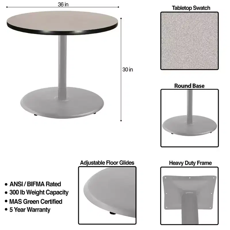 Hampden Furnishings 30" Bennet Collection Round Dining Table Gray/Gray Nebula