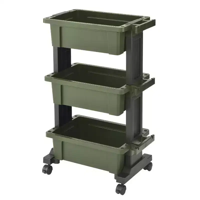 Heavy-Duty Mobile Tool Trolley with Container Top Design Green Black