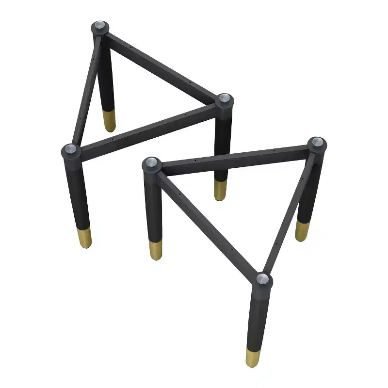 miBasics Set of 2 Shinesun Modern Triangle Accent Table Bases Black Large Base: 17.7 High, Metal & Wood, 3-Leg Design