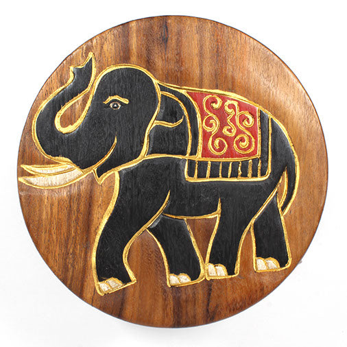 Elephant Carved Raintree Wood Stool