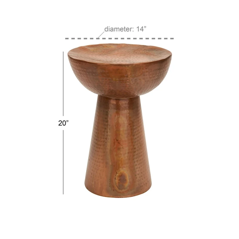 Metal Accent Table with Hammered Design - Bronze or Copper