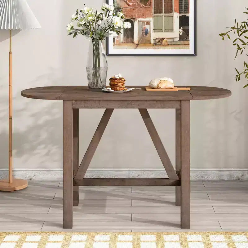 3-Piece Wood Counter Height Drop Leaf Dining Table Set with 2 Upholstered Dining Chairs 4B - ModernLuxe