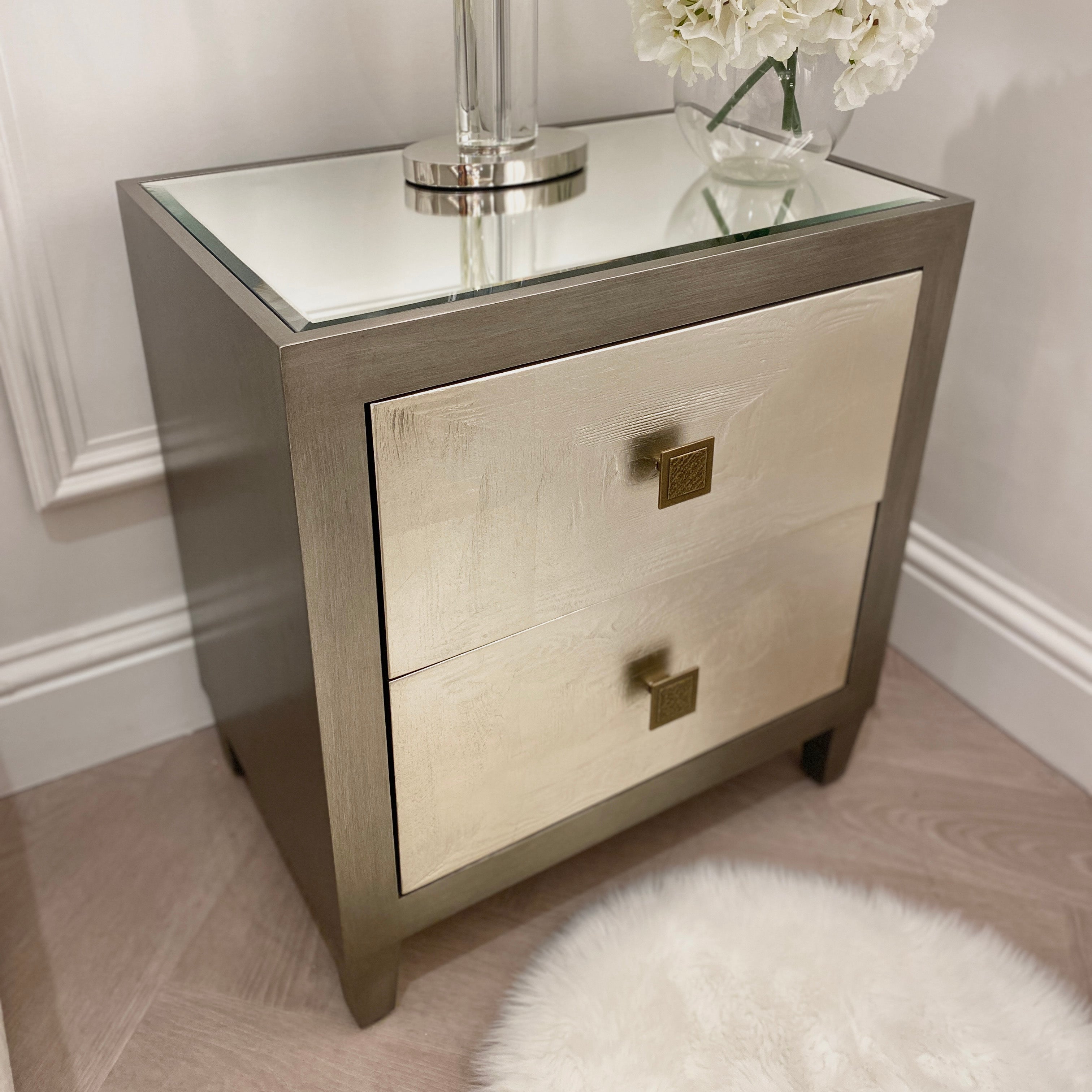 Silver & Bronze Bedside Table