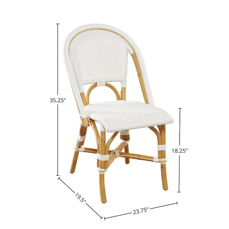 Rattan Dining Chair in White, Set of 2