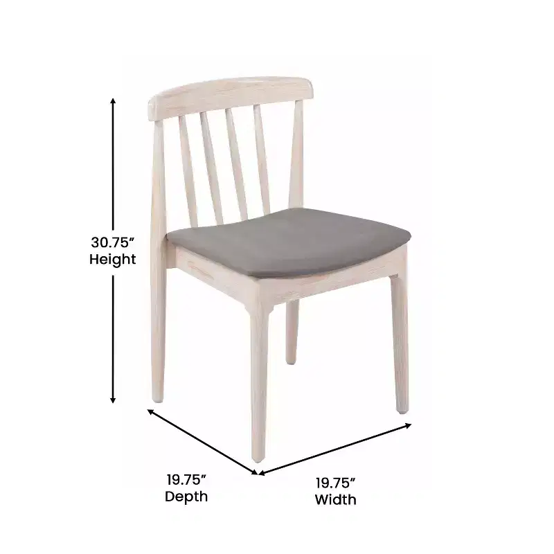 Flash Furniture Chester Commercial Grade Solid Wood Dining Chair with Slatted Backrest and Vinyl Seat
