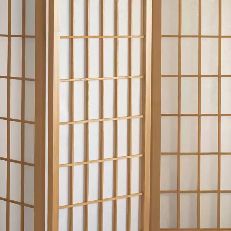 5 ft. Tall Window Pane Shoji Screen - Natural (4 Panels)