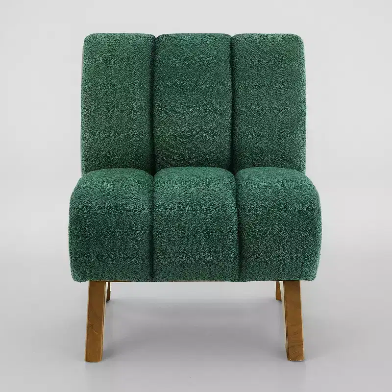 Art Leon Polar Fleece Fabric Upholstered Accent Slipper Chair with Rubber Wood Legs