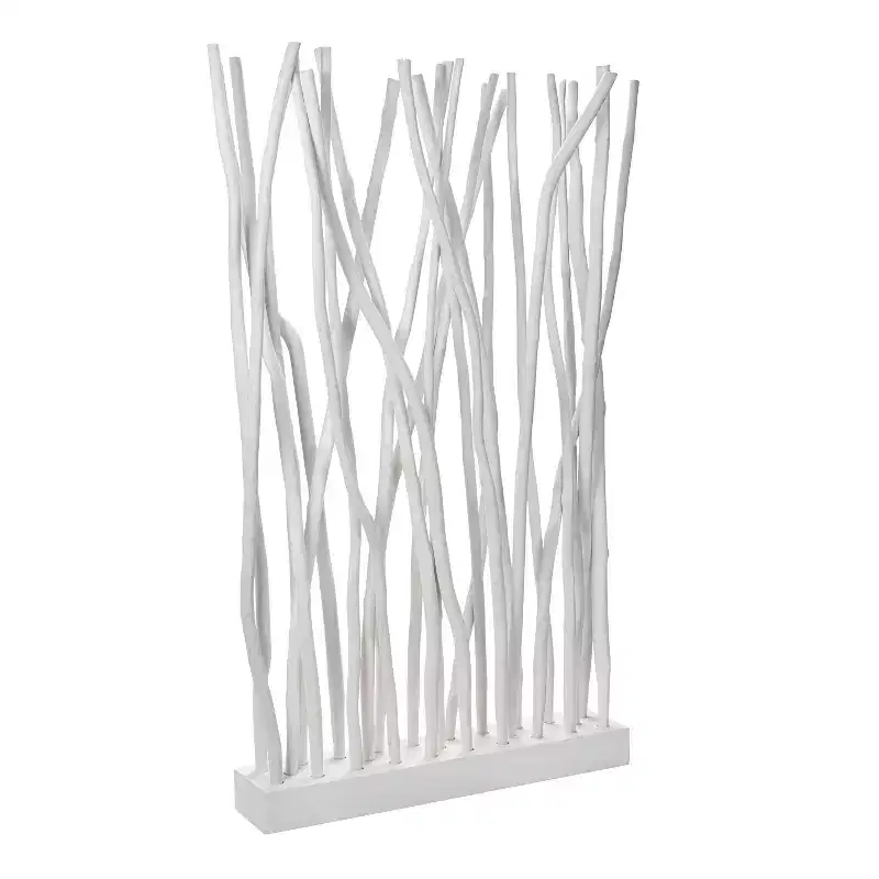 JONATHAN Y Tranquil 39W x 68H Coastal Bohemian Handcrafted Teak Branch Single Panel Room Divider