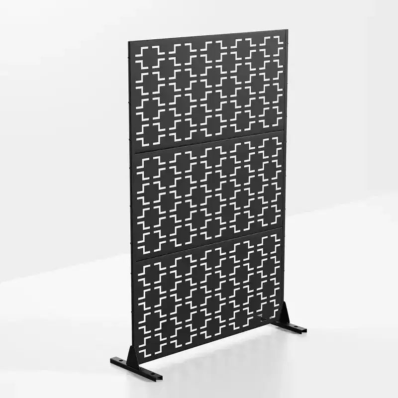 Square Black Galvanized Sheet Screen 71x47 Inch Metal Room Divider Home Partition
