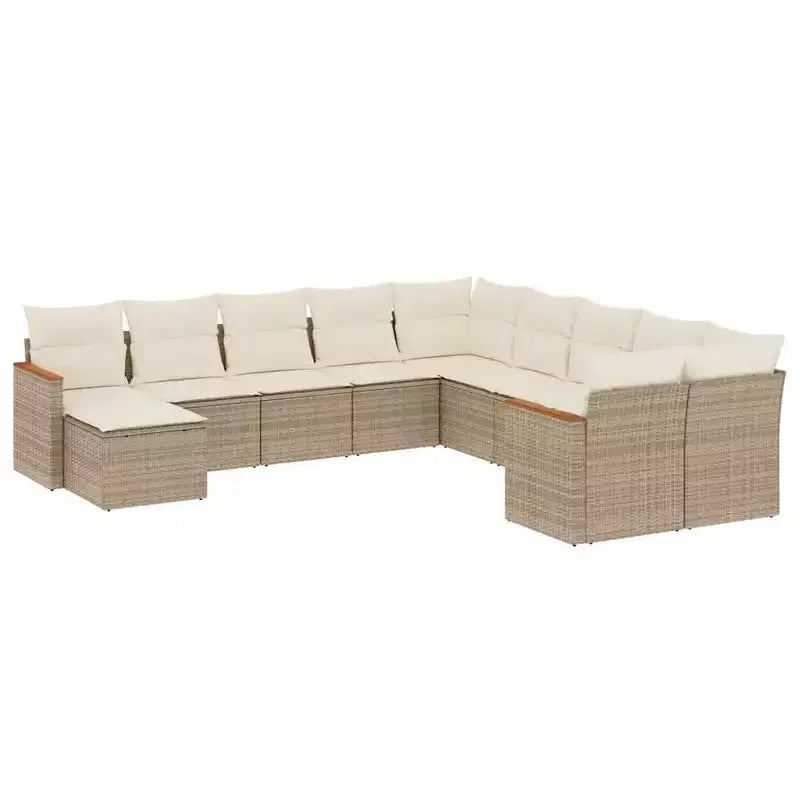 vidaXL Patio Sofa Set with Cushions Outdoor Conversation Furniture Poly Rattan