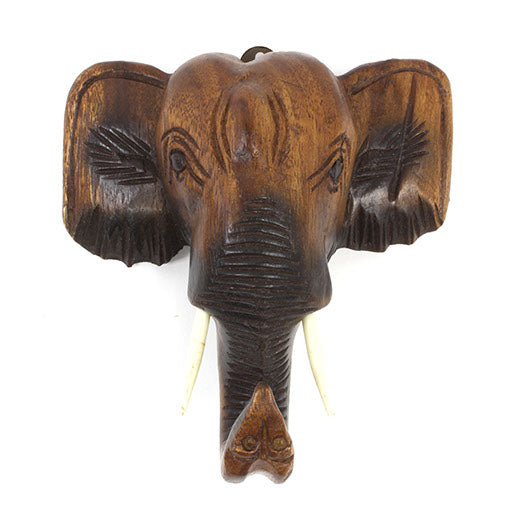 Carved Raintree Elephant Head Wall Mount